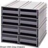 Quantum Interlocking Storage Cabinet QIC-83 - 11-3/4""Wx11-3/8""Dx11""H - 8 Ivory Drawers