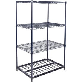 Nexel® 4 Shelf Nexelon® Blue Wire Shelving Unit Starter 1 HD Shelf 48""W x 24""D x 74""H