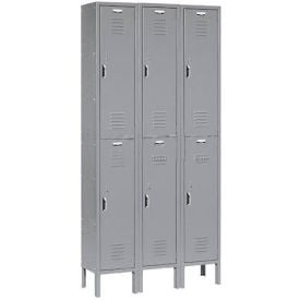 Global Industrial™ Paramount® 2-Tier 6 Door Locker 36""W x 15""D x 78""H Gray Assembled