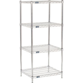 Nexel® 4 Shelf Chrome Wire Shelving Unit Starter 24""W x 21""D x 63""H