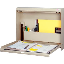 Datum WallWrite® Folding Wall Mount Desk Non-Locking 20""W x 3-3/8""D x 16-3/8""H Tan