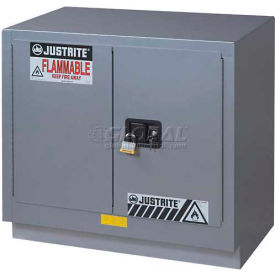 Justrite 23 Gallon 2 Door Manual Under Fume Hood Cabinet 36""W x 21-5/8""D x 35-3/4""H Yellow
