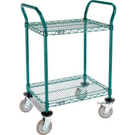 Nexel® Utility Cart 2 Shelf Poly-Green® 24""L x 18""W x 39""H Polyurethane Rigid Casters