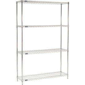 Nexel® 4 Shelf Chrome Wire Shelving Unit Starter 48""W x 14""D x 86""H