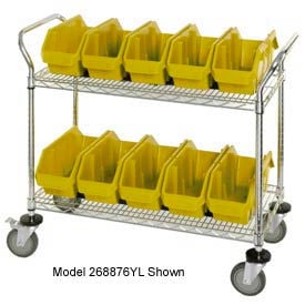 Quantum WRC3-1836-1265 Chrome Wire Mobile Cart With 15 QuickPick Double Open Bins Yellow 36""x18""x38""