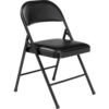Interion® Folding Chair Vinyl Black