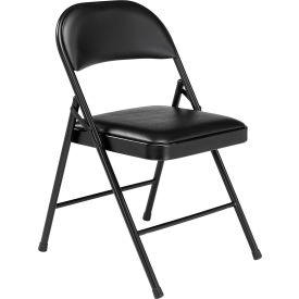 Interion® Folding Chair Vinyl Black