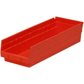 Global Industrial™ Plastic Nesting Storage Shelf Bin 6-5/8""W x 17-7/8""L x 4""H Red