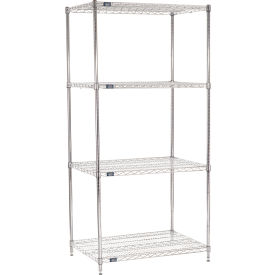 Nexel® 4 Shelf Chrome Wire Shelving Unit Starter 36""W x 24""D x 74""H