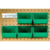 Quantum HNS220 Hang & Stack Bins w/Two 12"" Rails Six Bins 4-1/8""W x 7-3/8""D x 3""H Green