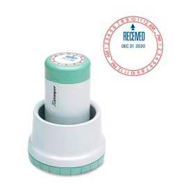 Xstamper® XpeDater Pre-Inked Rotary Date & Time Stamp 1-3/4"" Diameter Blue/Red