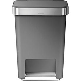 simplehuman® CW1386 Rectangular Plastic Step Can - 12 Gallon Gray