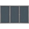 Ghent Ovation Enclosed Bulletin Board 3 Door 72""W x 48""H Gray Fabric/Gray Frame