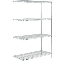 Nexel® 4 Shelf Poly-Z-Brite® Wire Shelving Unit Add On 72""W x 24""D x 74""H