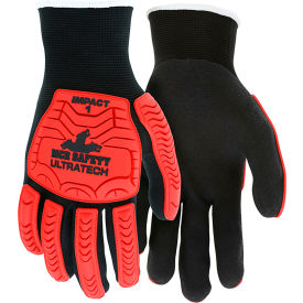 MCR Safety UltraTech Gloves 13 Gauge Nylon Shell Nitrile Palm/Fingers TPR Back 1 Pair