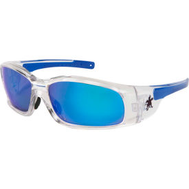 MCR Safety® Swagger® SR148B Safety Glasses SR1 Clear Frame Black TPR Temples Blue Lens