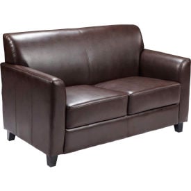 Leather Guest Loveseat - Brown - Hercules Diplomat Series