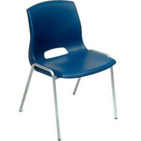 Interion® Merion Collection Stacking Chair With Mid Back Plastic Blue