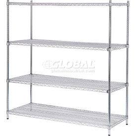 Nexel® 4 Shelf Poly-Z-Brite® Quick Adjust Wire Shelving Unit Starter 72""W x 18""D x 86""H