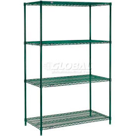 Nexel® 4 Shelf Poly-Green® Wire Shelving Unit Starter 30""W x 18""D x 86""H