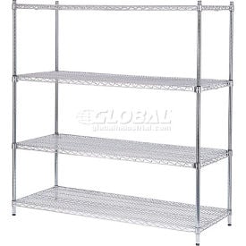 Nexel® 4 Shelf Poly-Z-Brite® Quick Adjust Wire Shelving Unit Starter 60""W x 18""D x 86""H