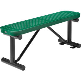 Global Industrial™ 4' Outdoor Steel Flat Bench Perforated Metal Green