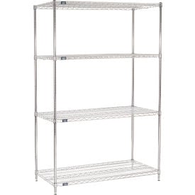 Nexel® 4 Shelf Chrome Wire Shelving Unit Starter 48""W x 24""D x 74""H