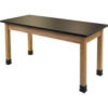 NPS Science Lab Table - Chemical Resistant Top - 72""L x 24""W x 36""H - Black w/ Oak Legs