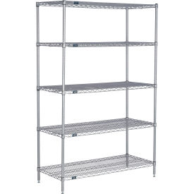 Nexel® 5 Shelf Nexelate® Silver Epoxy Wire Shelving Unit Starter 60""W x 21""D x 63""H