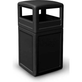 PolyTec™  Square Waste Container with Dome Lid Black 42-Gallon
