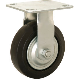 Global Industrial™ Heavy Duty Rigid Plate Caster 5"" Mold-on Rubber Wheel 350 lb. Capacity