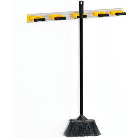 Global Industrial™ Mop & Broom Holder Gray/Black/Yellow 27-1/2"" 5 Prongs