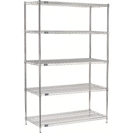 Nexel® 5 Shelf Chrome Wire Shelving Unit Starter 72""W x 24""D x 63""H