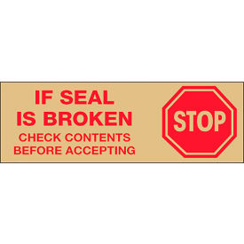 Tape Logic® Carton Sealing Tape Stop If Seal Is Broken 3"" x 110 yds. Red/Tan