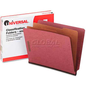Universal® Pressboard End Tab Classification Folders Letter Six-Section Red 10/Box