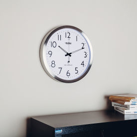 Global Industrial™ Atomic Wall Clock 14"" Stainless Steel