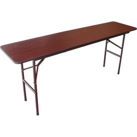 Interion Folding Wood Seminar Table 72""W x 18""L Mahogany