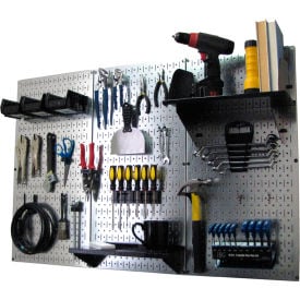 Wall Control Pegboard Standard Tool Storage Kit Galvanized Black 48"" X 32"" X 9""