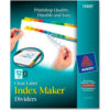 Avery Index Maker Punched Clear Label Tab Divider Blank 8.5""x11"" 12 Tabs 5 Sets White/Multi