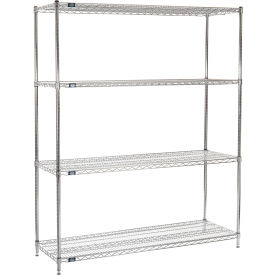 Nexel® 4 Shelf Chrome Wire Shelving Unit Starter 60""W x 21""D x 74""H