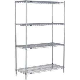 Nexel® 4 Shelf Nexelate® Silver Epoxy Wire Shelving Unit Starter 42""W x 24""D x 86""H