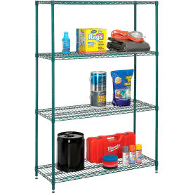 Nexel® 4 Shelf Green Epoxy Wire Shelving-In-A-Box 36""W x 18""D x 74""H