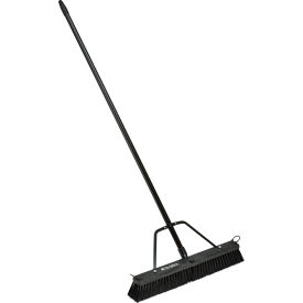 Global Industrial™ 24"" Push Broom W/ Plastic Block & Steel Handle Fine Sweep