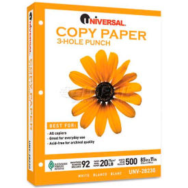 Universal® Copy Paper 92 Brightness 20lb 8-1/2 x 11 3-Hole Punch White 5000 Shts/Ctn