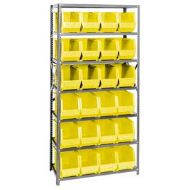 Quantum QSBU-265 Steel Shelving With 24 Giant Stacking Bins Yellow 18x36x75