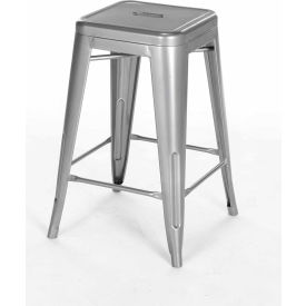 Interion® 30""H Steel Barstool - Silver - 4/Pack