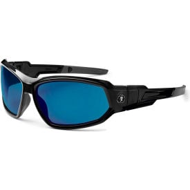 Ergodyne® Skullerz® Loki Safety Glasses/Goggles Blue Mirror Lens Black Frame