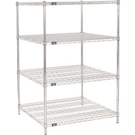 Nexel® 4 Shelf Chrome Wire Shelving Unit Starter 36""W x 36""D x 63""H