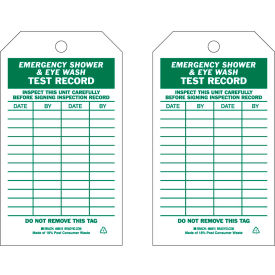 Brady® 86615 Emergency Shower & Eye Wash Test Record Tag 2 Sided 10/Pkg Polyester 4""W x 7""H