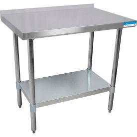 BK Resources 430 Stainless Steel Table 24 x 18"" Galvanized Undershelf 1-1/2"" Backsplash 18 Gauge